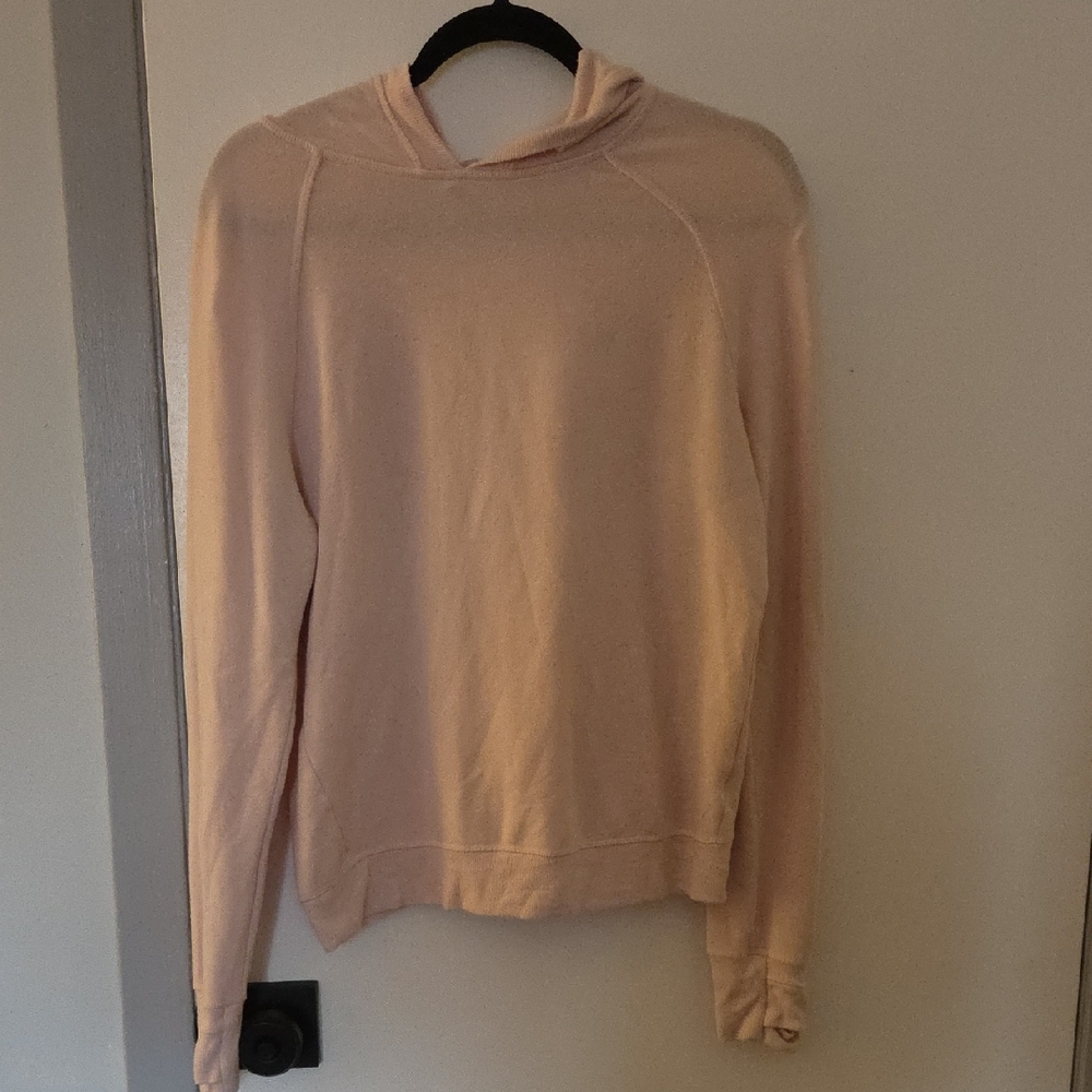 Athleta Criss Cross Back Hoodie Size XS Blush Pink Modal Pullover 353854